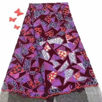 

Best Selling Latest African Velvet Lace Fabrics With Sequin High Quality Embroidery French Lace For Evening Dress FFD-1012