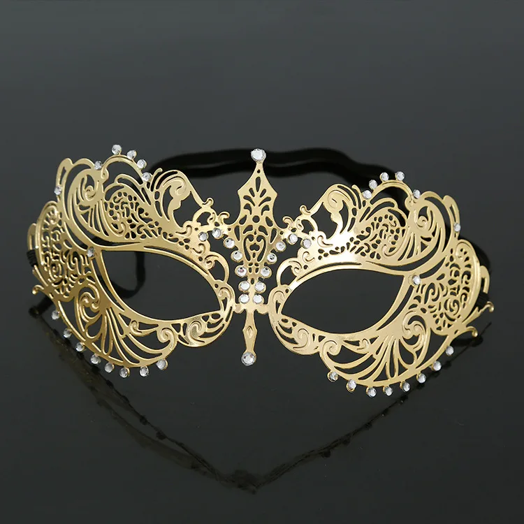 Венеция Хэллоуин металлическая маска Алмазный вырез золотой шар маска женщина Маскарад ночной клуб Вечерние Маски Мужская железная маска для лица - Цвет: Style2