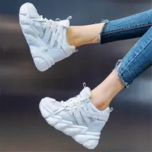 

Platform Shoes Women's Breathable Cow Leather Ankle Boots Wedge High Heels Fashion Sneakers Creepers Oxfords 34 35 36 37 38 39