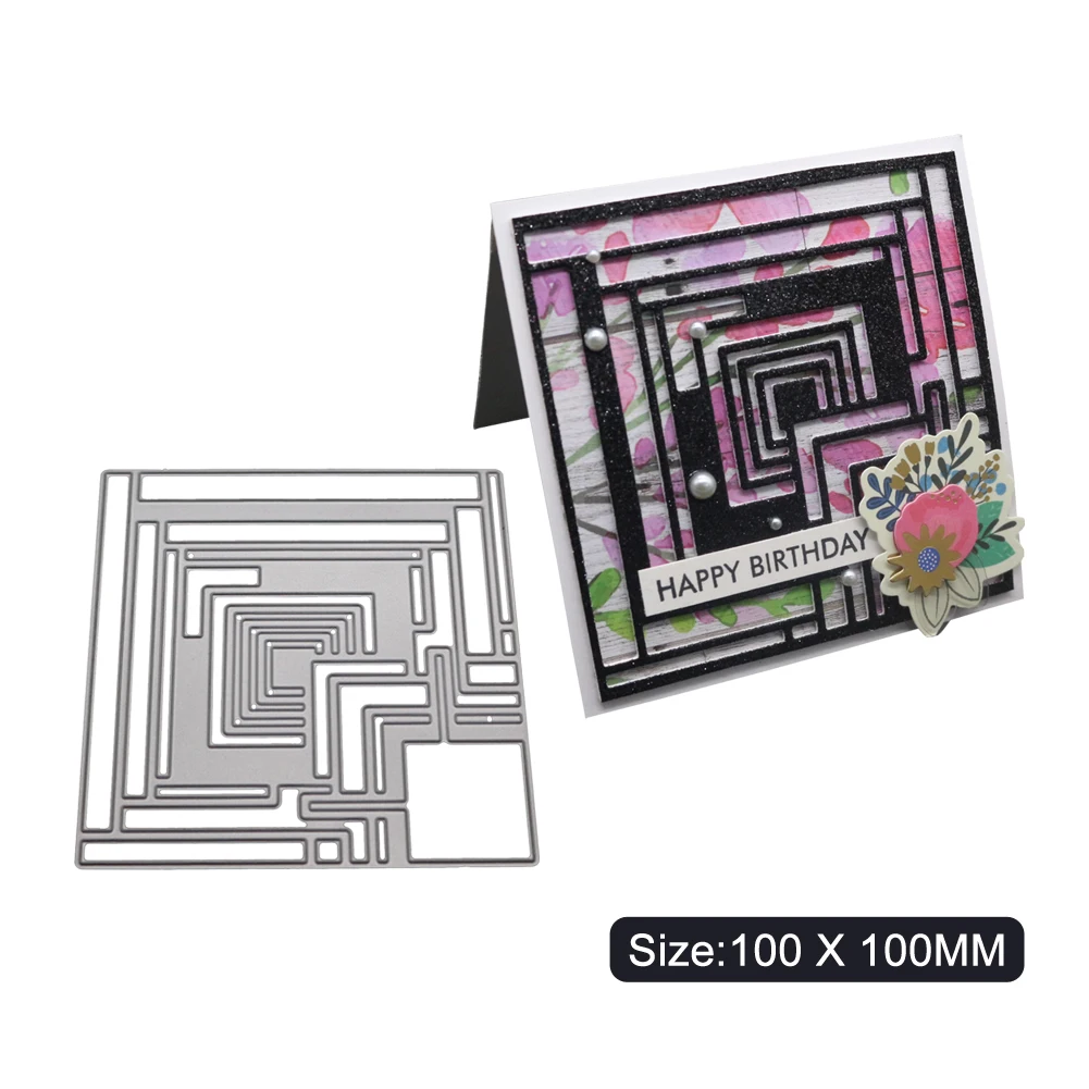 Square Frame Scrapbook Cover Decoration Metal Cutting Dies Mold Embossing Craft Knife Mould Background Stencil Stamps and Dies