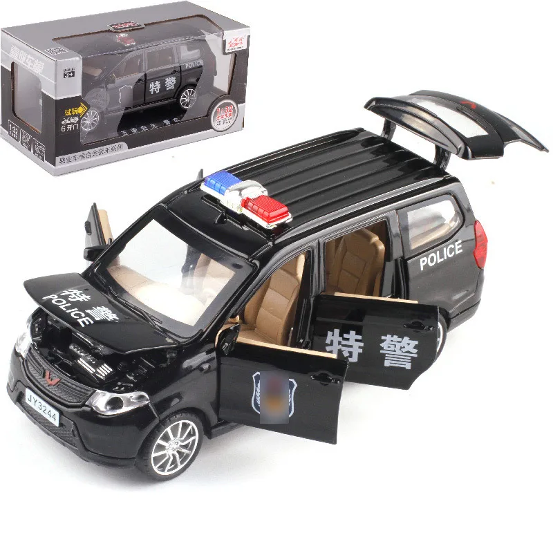 Jiaye 1:32 Wuling Hongguang автофургон сплава модель полицейской машины 6 открывания двери звук и светильник оттягиваемая назад машина 32444 в штучной упаковке