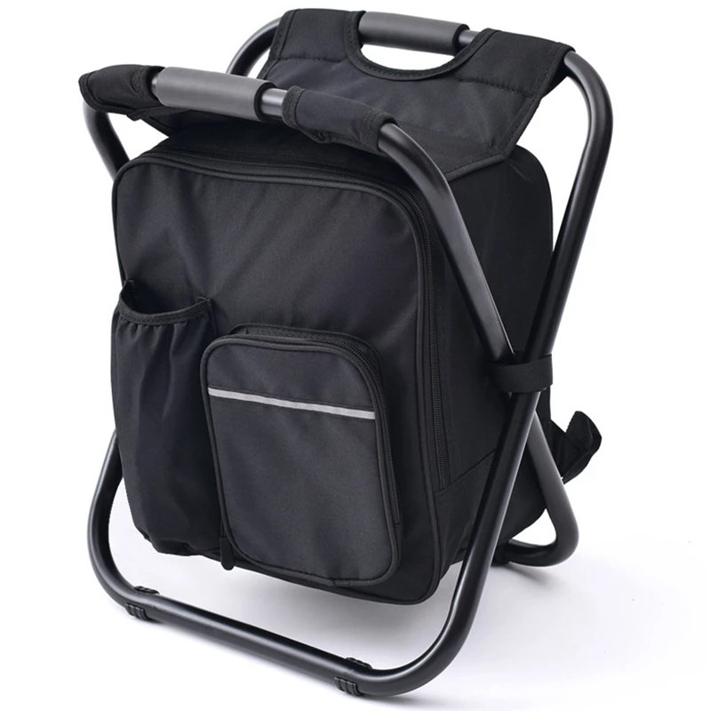 

HOT 3 in 1 Cooler Foldable Fishing Chair, Portable Backpack Chair for Outdoor Hiking Events Beach Fishing Camping