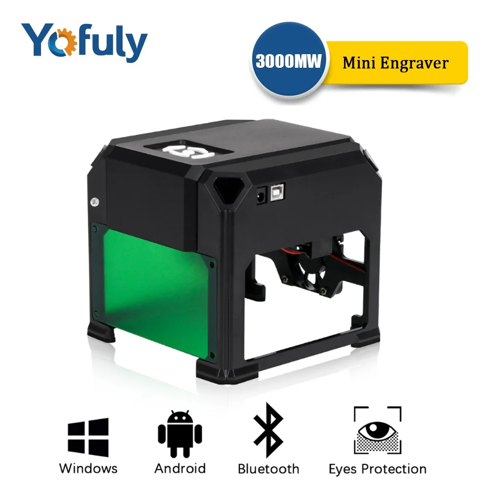 Mini máquina CNC de 3000mw, grabadora láser de escritorio, 3w, máquina de tallado de CNC, bricolaje, cortador de impresora, carpintería, grabado láser pro machin