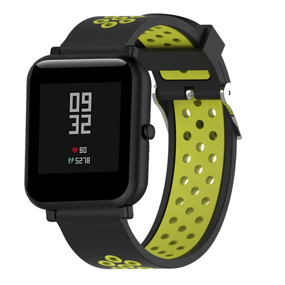 Спортивный силиконовый ремешок для Xiaomi Huami Amazfit Bip BIT PACE Lite, Молодежные умные часы с пряжкой, браслет 20 мм, сменный ремешок - Цвет: Black yellow