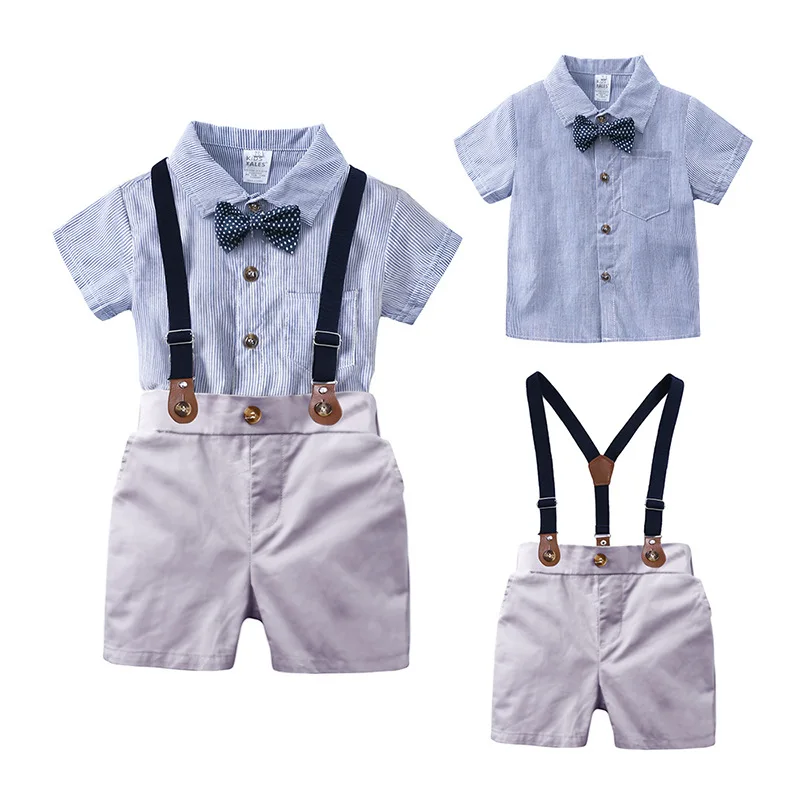

kids clothes Baby Boy Clothing Sets Infants Newborn Boy Clothes Shorts Sleeve Tops+Overalls 2PCS Outfits Summer Bebes Clothing