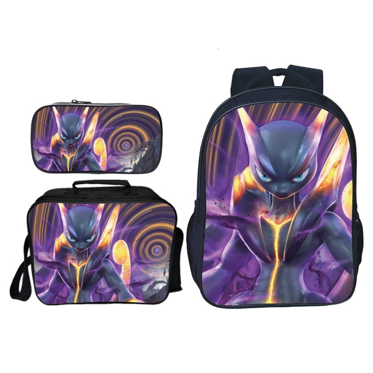 3 шт./компл. Mochila рюкзак Пикачу Покемон чехол 3D печать Повседневное, школьные рюкзаки для девочек-подростков, рюкзак - Цвет: 11