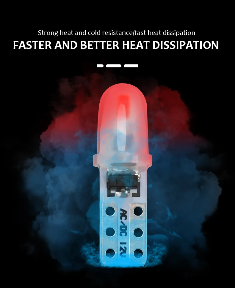 10Pcs T5 W3W W1.2W LED Auto Car Dashboard Light 3014 2-SMD Reading Instrument Panel Lamp No Polarity Bulb White Amber 12V DC