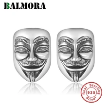 BALMORA 990 чистый серебряный череп матовая обработка серьги-гвоздики для женщин и мужчин Lover нежные серьги винтажные модные ювелирные изделия