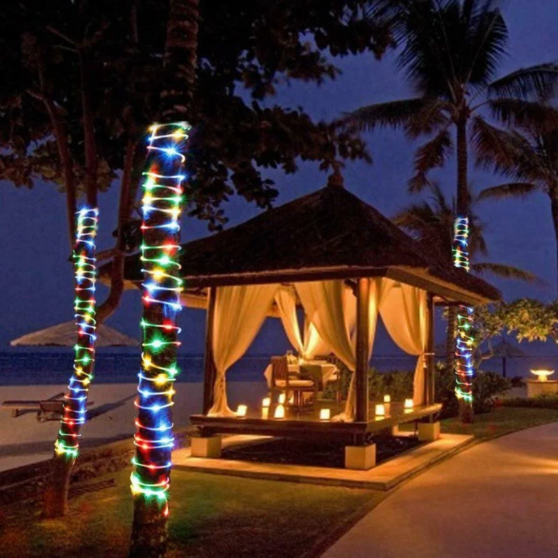 Hot XD-100 LEDs Solar String Light Waterproof Rope Tube Lights Outdoor Garden Tree Lamp