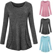 Длинный рукав, для йоги Топ спортивный топ, тренажерного зала, Для женщин Фитнес Футболка Тренажерный зал топы Спортивная одежда Deporte Mujer Женская Спортивная кофта