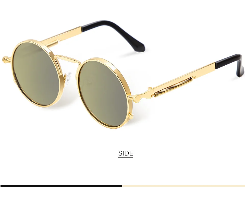 Классические готические солнцезащитные очки в стиле стимпанк, поляризационные, для мужчин и женщин, фирменный дизайн, Ретро стиль, круглая металлическая оправа, солнцезащитные очки, высокое качество, UV400