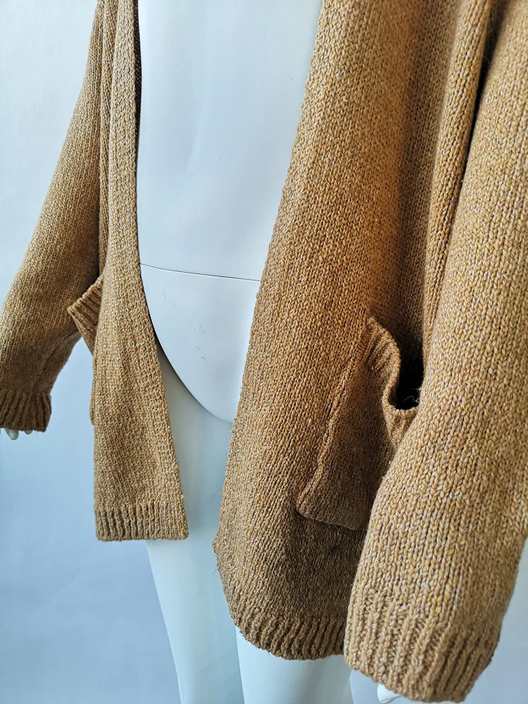 VITIANA, Женский Повседневный свитер, длинный кардиган, осень, женский длинный рукав, карманы, открытый шов, серое пальто, женская зимняя одежда