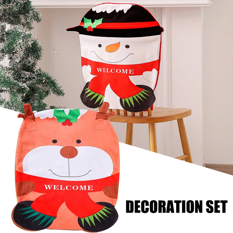 2021 Christmas Flannel Chair Covers Dust-proof Dining Seat Cartoon Novelty Pattern Desk Ornaments for Kitchen Party Decor | Дом и сад