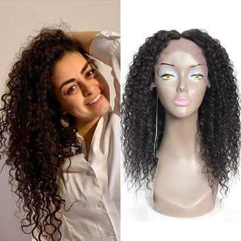 

Kinky Curly Synthetic Mixed 30% Human Hair Lace Front Wigs For Black Women Middle Part Natural Color Long Wavy Lace Wig X-TRESS