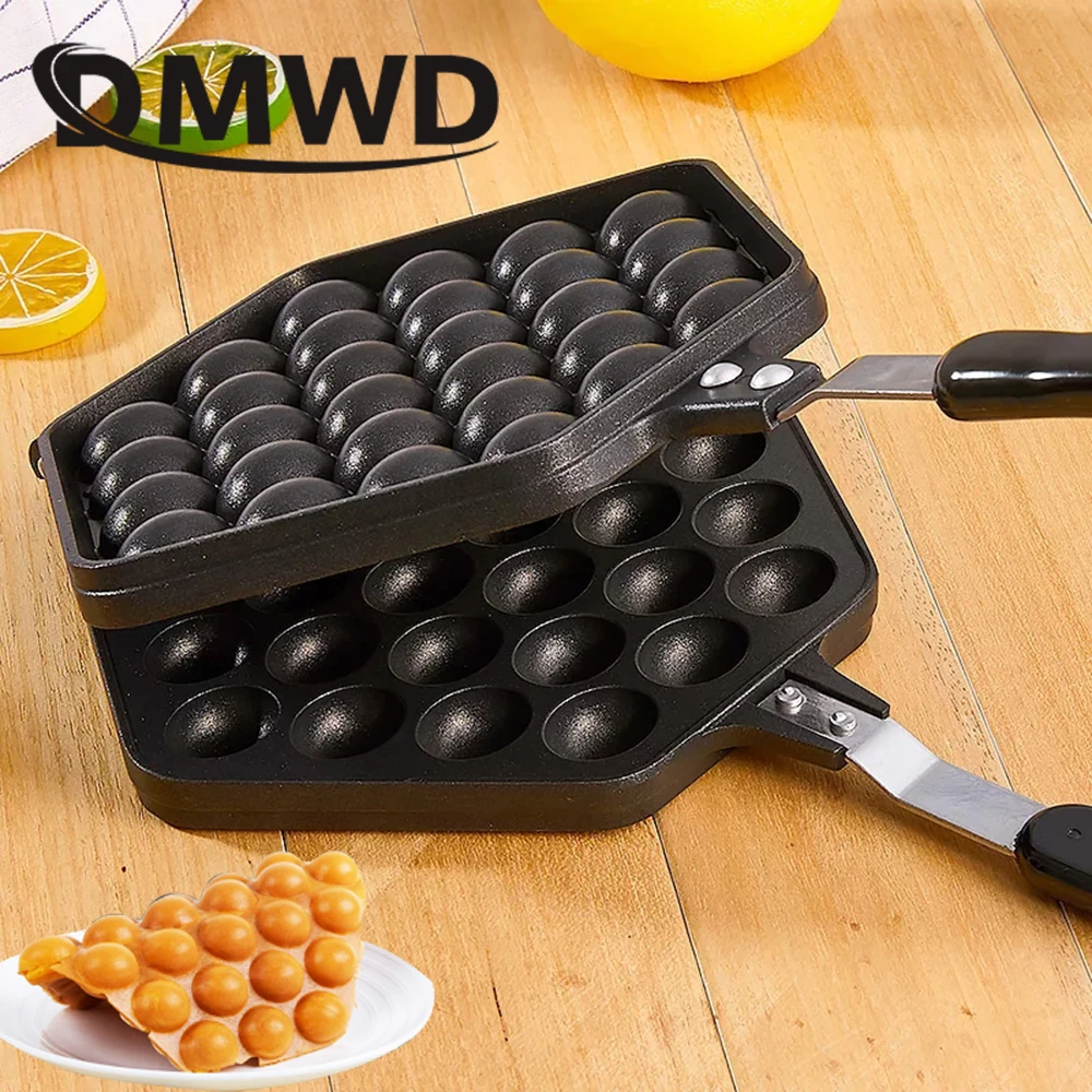 DMWD QQ Egg Bubble Cake Baking Pan Mold Hongkong Waffle Maker Mould Eggettes Roller DIY Muffins Plate Non-stick Coating
