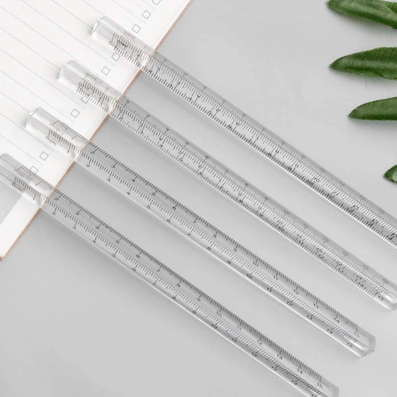 15 Cm Sederhana Transparan Prisma Segitiga Penguasa Lurus Penguasa Skala Di Kedua Sisi Akrilik Alat Ukur Penggaris Aliexpress