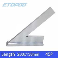 Precision Steel Industrial Try Square with Wide Base - 45 - Degree Angle (200x130mm with base)