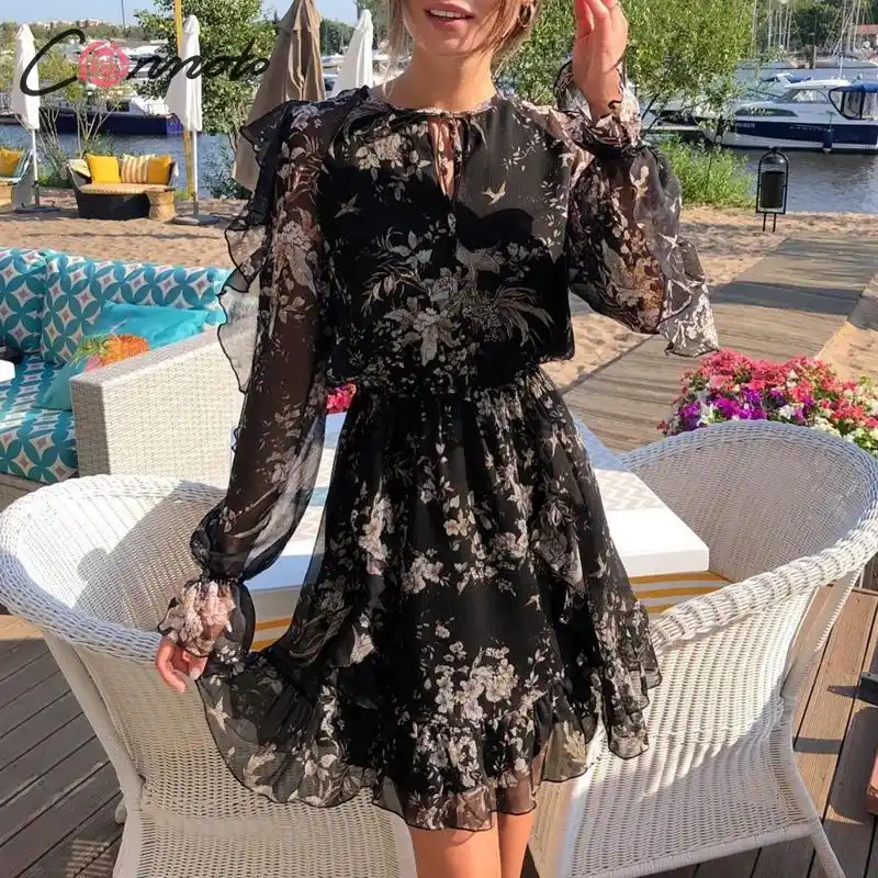 vestido transparente floral