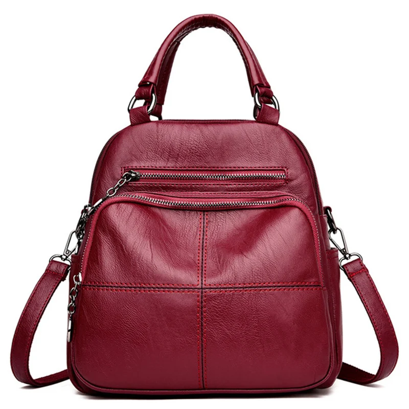  Multifunction Women Backpacks Female Shoulder Bag School Bags For Teenage Girls Designer Leather Wo - 33000274015