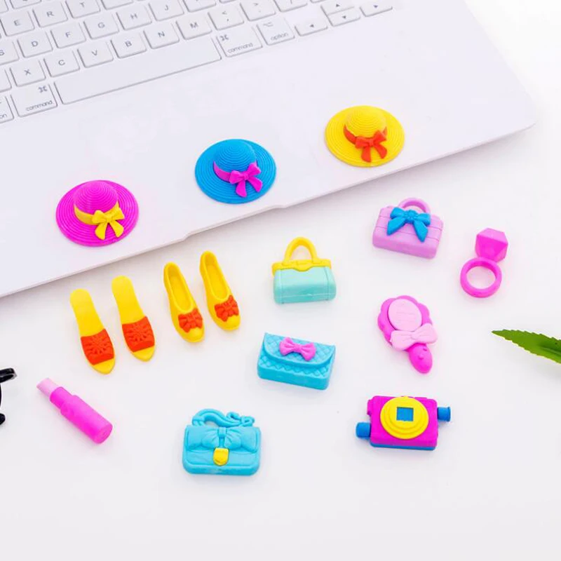 

5 шт. шляпа с рисунком героев из мультфильмов с ластика на высоком каблуке Сумка-тоут карандашный ластик креативный подарок для детского сад...