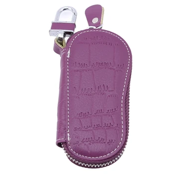 

LKEEP Men Key Bag Genuine Cow Leather Buckets Key Cases Pouch Zipper Keychain Auto Car Key Case Bag Women Home Key Holder