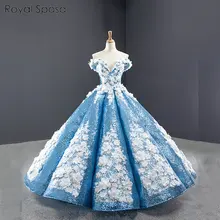 С открытыми плечами синий цвет блесток с кружевом платье выпускного вечера настоящая работа фото