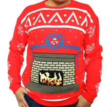 Забавный вязаный свитер с изображением снежинок и камина, Уродливый Рождественский свитер для мужчин, милый вязаный пуловер для рождественской вечеринки, уродливый рождественский джемпер размера плюс