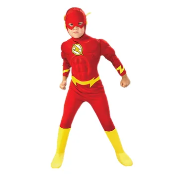 

4-11Y Boy The Flash Muscle Superhero Fancy Dress Kids Fantasy Movie Carnival Party Halloween Cosplay Costumes