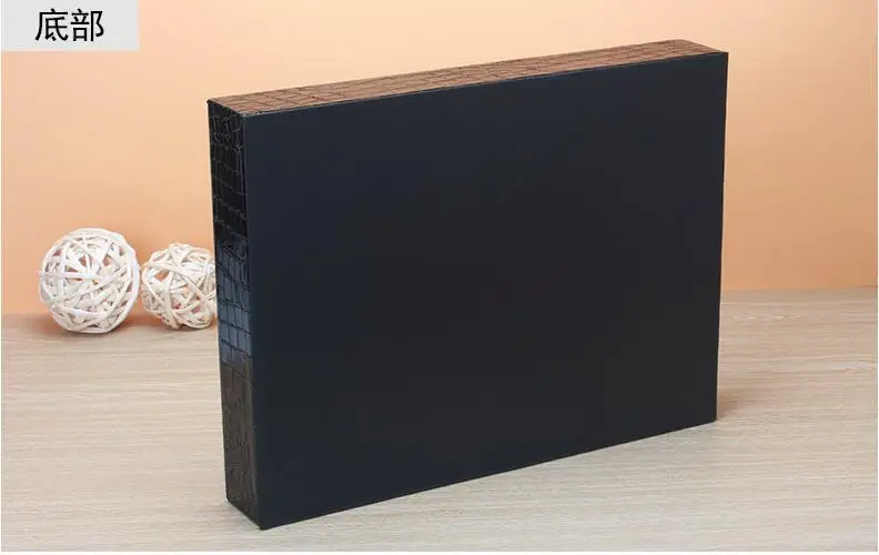 Прямоугольные черные подносы для сервировки из кожи croco 40x30 см столовых приборов