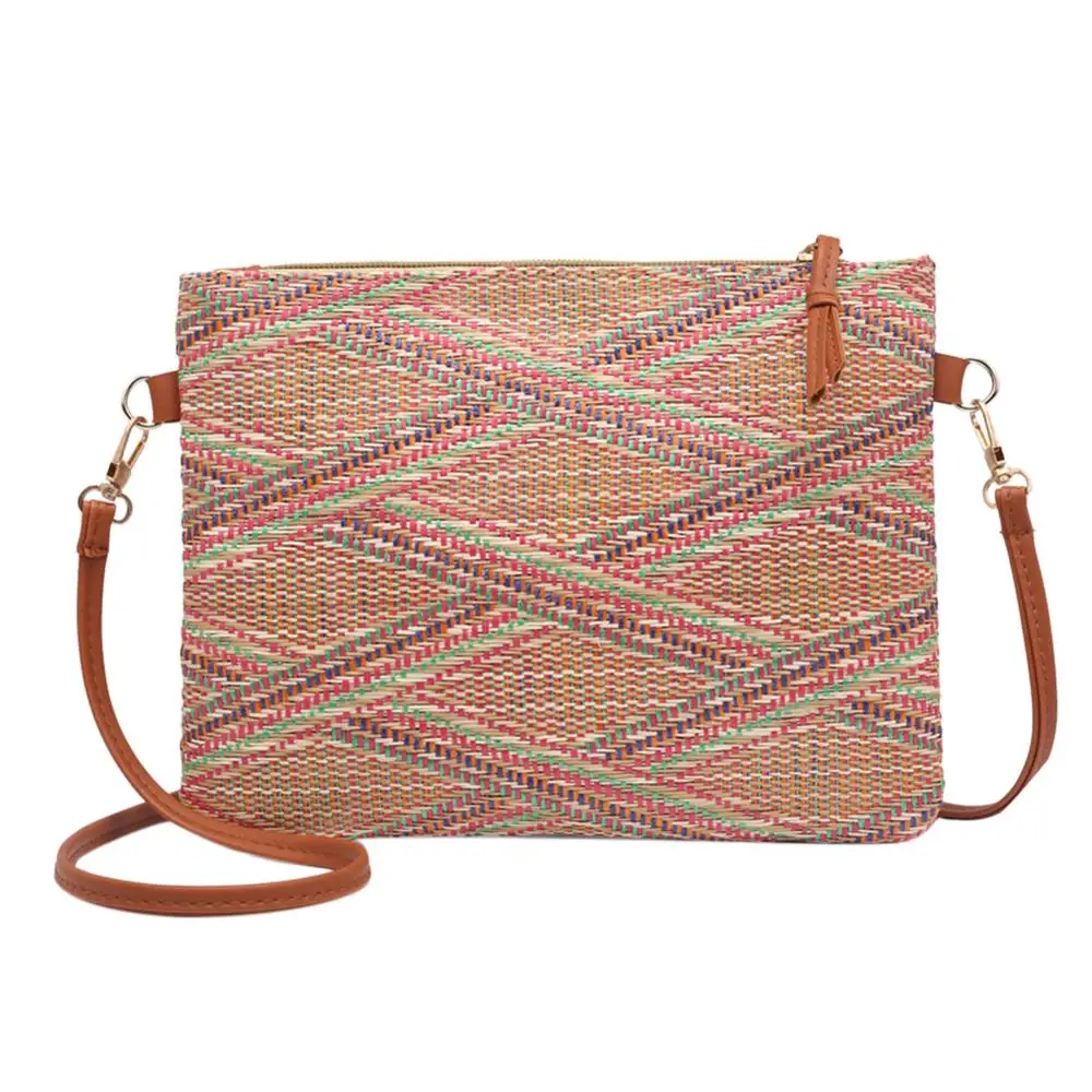 Красный Ретро женская сумка Boho, женские тканые сумки-мессенджеры, пляжная мода, клатч, Повседневный Кошелек, через плечо, на молнии, сумки, Bolsa Feminina - Цвет: Красный