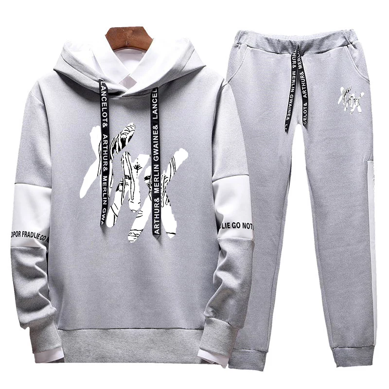 Men's new casual hip hop XXXTentacion printed sweatshirt set hoodies + pants 2 sets of pullovers Men's new casual hip hop XXXTentacion printed sweatshirt set hoodies + pants 2 sets of pullovers