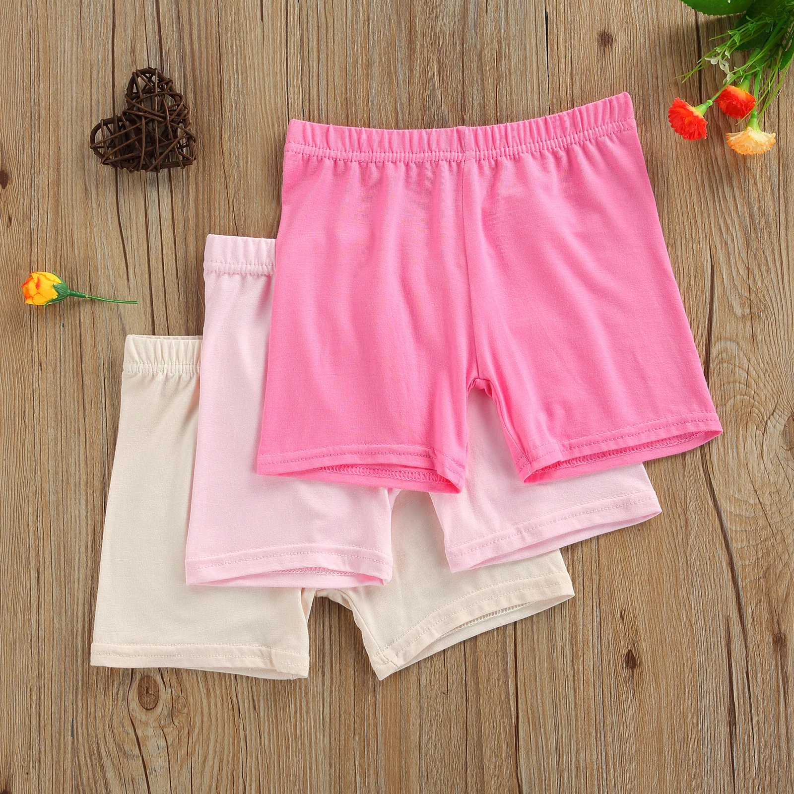Kids Shorts 3 Pcs Girls Summer Safety Leggings Cycling Pants Anti-emptied Stretch Mid-rise Yoga Dancing