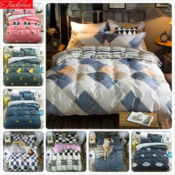 

Simple Rhomboids Pattern Duvet Cover 3/4pcs Bedding Set Adult Soft Cotton Bed Linen Double Queen King Size Bedspreads Quilt Case