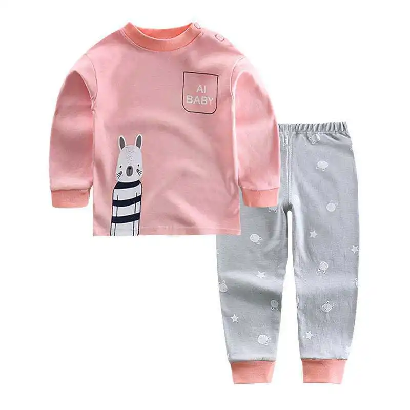 Детские пижамы для мальчиков детские пижамные комплекты с героями мультфильмов хлопковый костюм для сна для маленьких девочек Теплые Топы с длинными рукавами+ штаны, 2 предмета, детская одежда