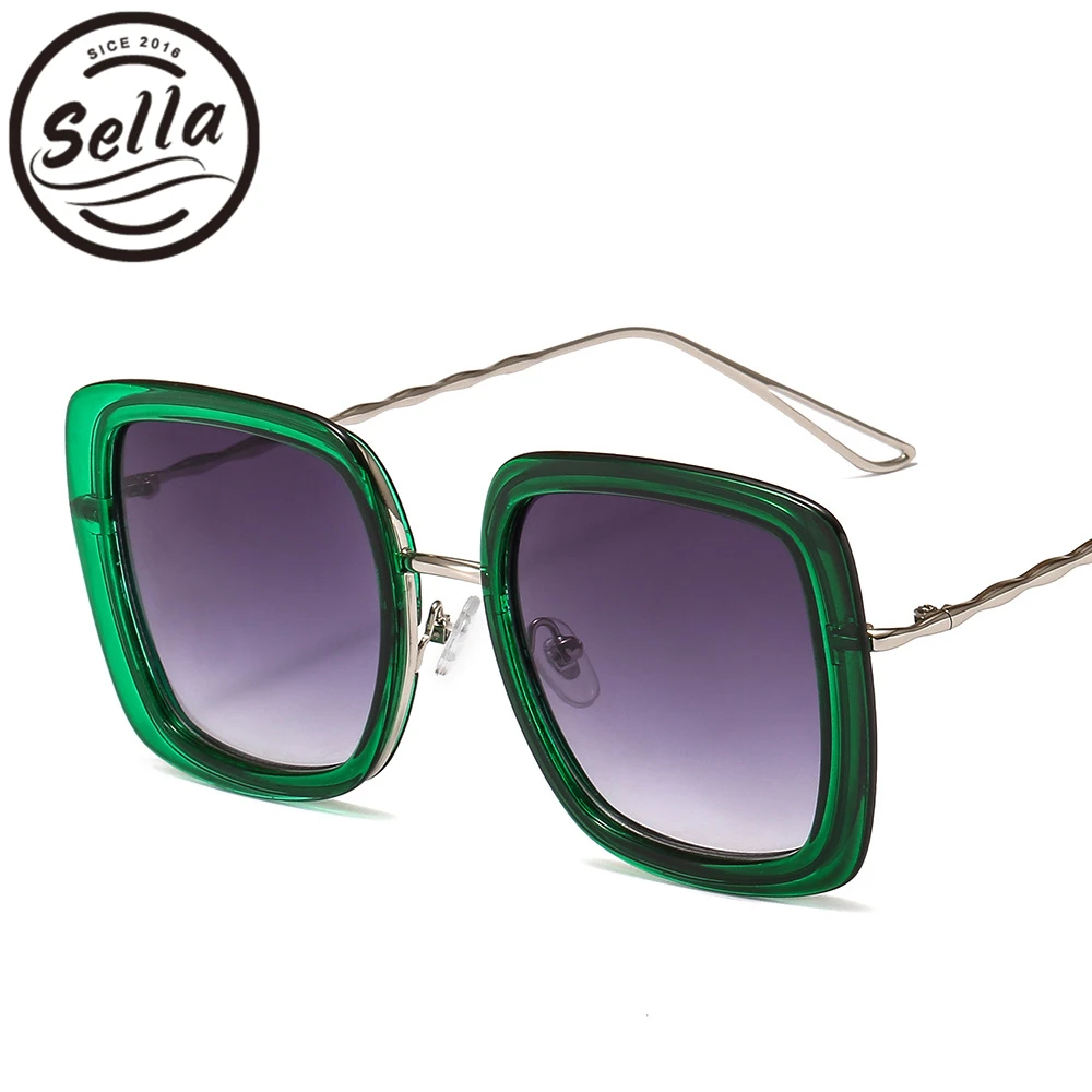 Sella Новое поступление брендовый дизайн классические модные женские негабаритные Квадратные Солнцезащитные очки желе градиентные линзы летние очки тени