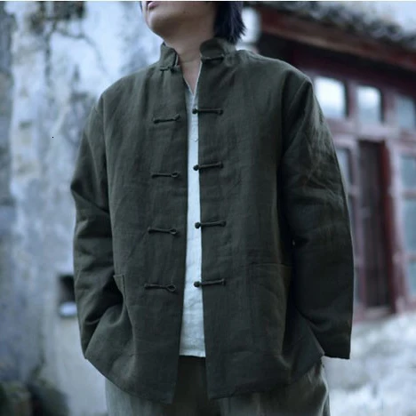 H361e8faf8a7a47439630e8fcdd68a24cg 2019 Autumn New Men's Chinese Style Cotton Linen Coat Loose Kimono Cardigan Men Solid Color Linen Outerwear Jacket Coats M-5XL