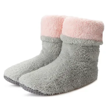 

Home Slippers Women Coral Fleece Indoor Floor Shoes Warm Furry Slides Winter Indoor Sock Shoes Soft Slippers Chaussures Femme