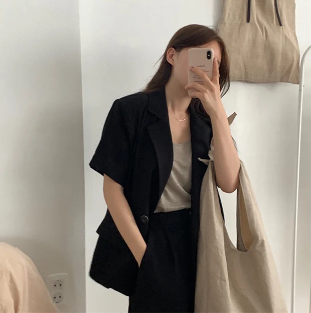 Mozuleva New Summer Women 2 Piece Sets Matching Wide Leg Short Pants Casual Cotton and Linen Pocket Lady Biker Shorts Suit 2020