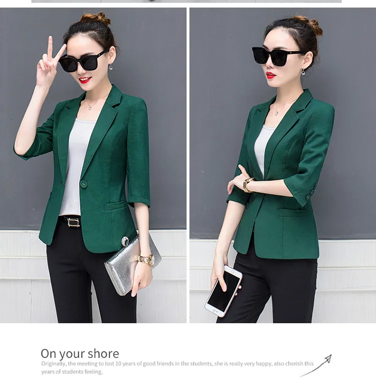 Photo Shoot 8269# Spring And Summer Autumn Korean-style Three-quarter-length Sleeve Solid Color Small Suit Slim Fit Slimmin