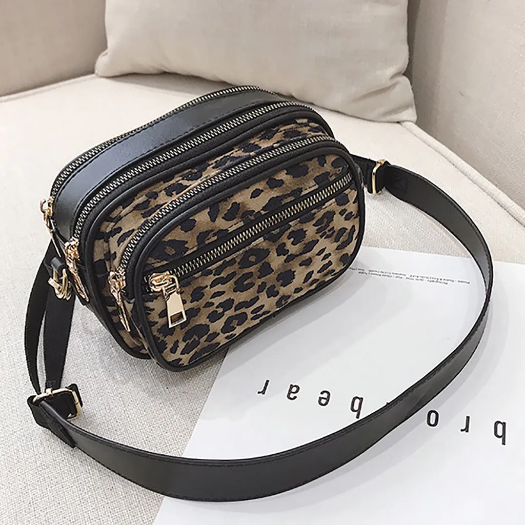 Женские винтажные женские сумки на молнии, модная леопардовая водонепроницаемая сумка на плечо, сумка на двойной молнии, bolsa feminina