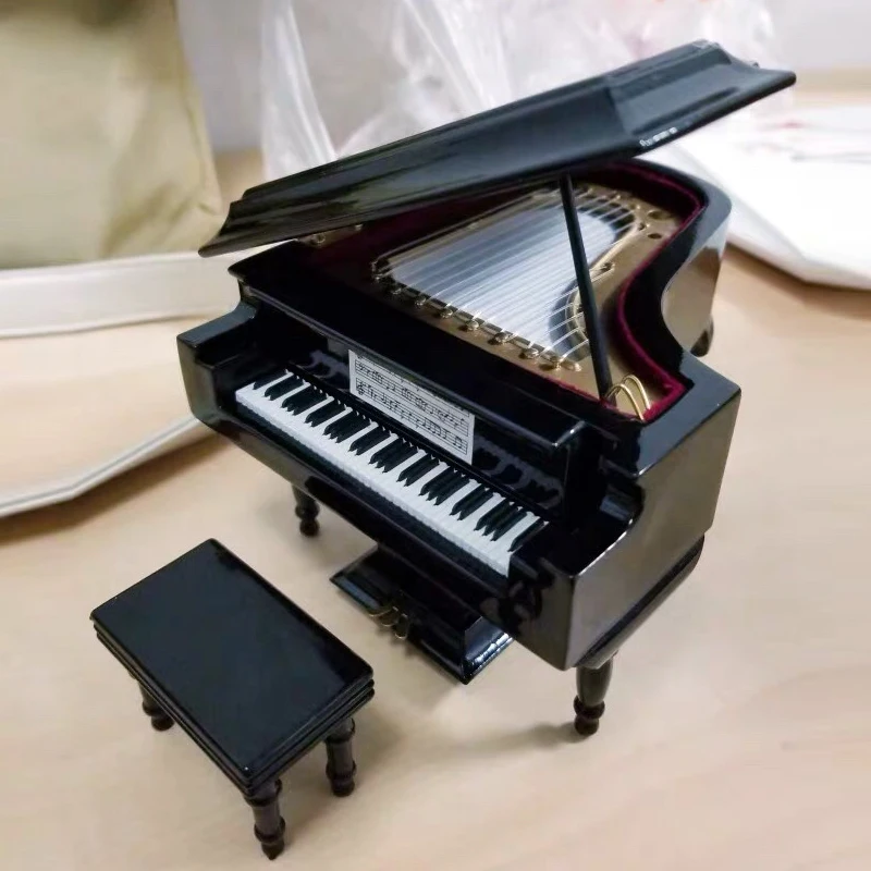 instrument musique tabouret piano droit en merisier,miniature maison de poupée 