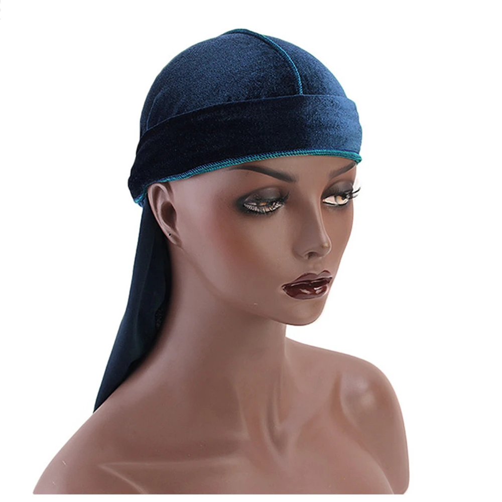 WENYUJH длинный хвост шелковый шарф Мусульманский Doo Rag пиратская шляпа Durag Кепка chemo Череп Шляпа Тюрбан повязка для волос банданы 12 цветов на выбор