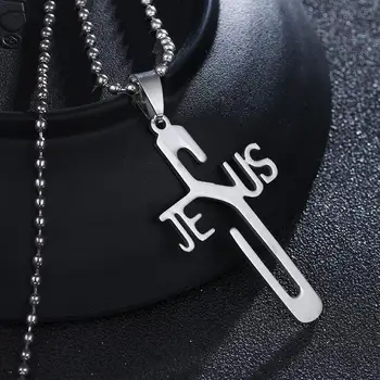 

wall cross JESUS Jesus Stainless Steel Necklace with Bead Chain Wholesale wall crucifix