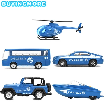 

5 pcs/Set Police Series Mini Cars Toys for Children Alloy Diecast Model Glide Vehicles Helicopter Speedboat Toys Gifts for Boys