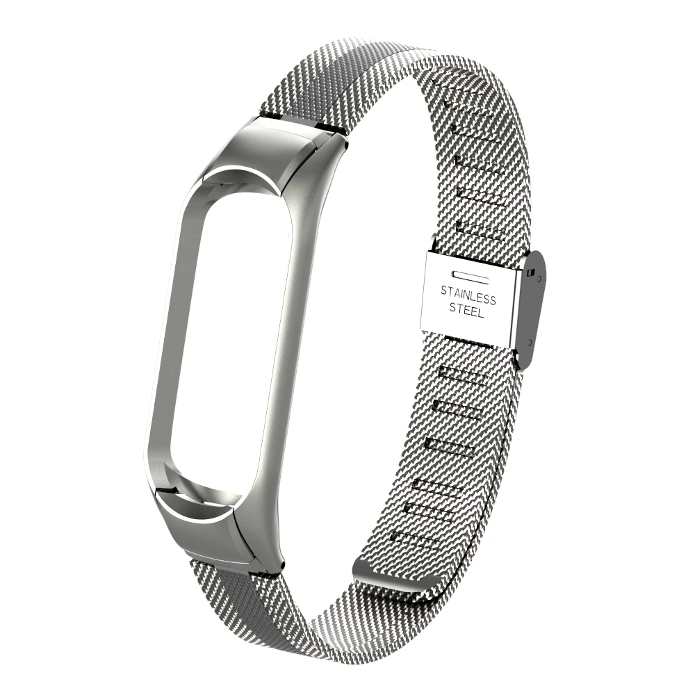 Silver Black HANGRUI mi Band 4 из нержавеющей стали градиентный цвет металлический стальной ремешок для Xiaomi mi Band 4 браслет сменный ремешок подарок 1p пленка - Цвет: Silver Black