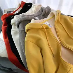 CGC Winter Oversize Zip Up Hoodies Women 2022 Harajuku Hooded Sweatshirts Female Warm Plus Velvet Hoodies Jacket Casual Tops