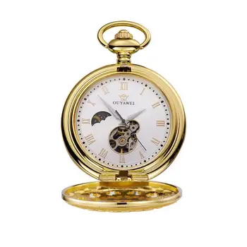 

Ouyawei Mechanical Pocket Watch Men Top Quality Vintage Cutout Perspect Bottom Cover Manual Winding Pocket Watch Bracelet Clock