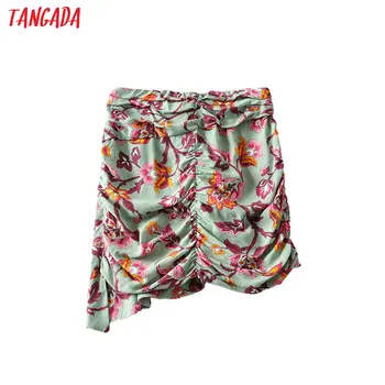 

Tangada women chic floral print pleated mini skirt boho style back zipper retro female casual skirts 6A60