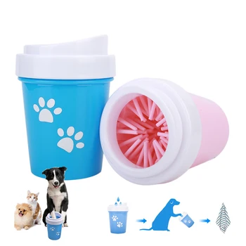 

Portable Dog Paw Cleaner Cup Personality Cat Foot Cleaning Tool Manual Rotary Soft Plastic Feet Brush For Small Medium Large Dog
