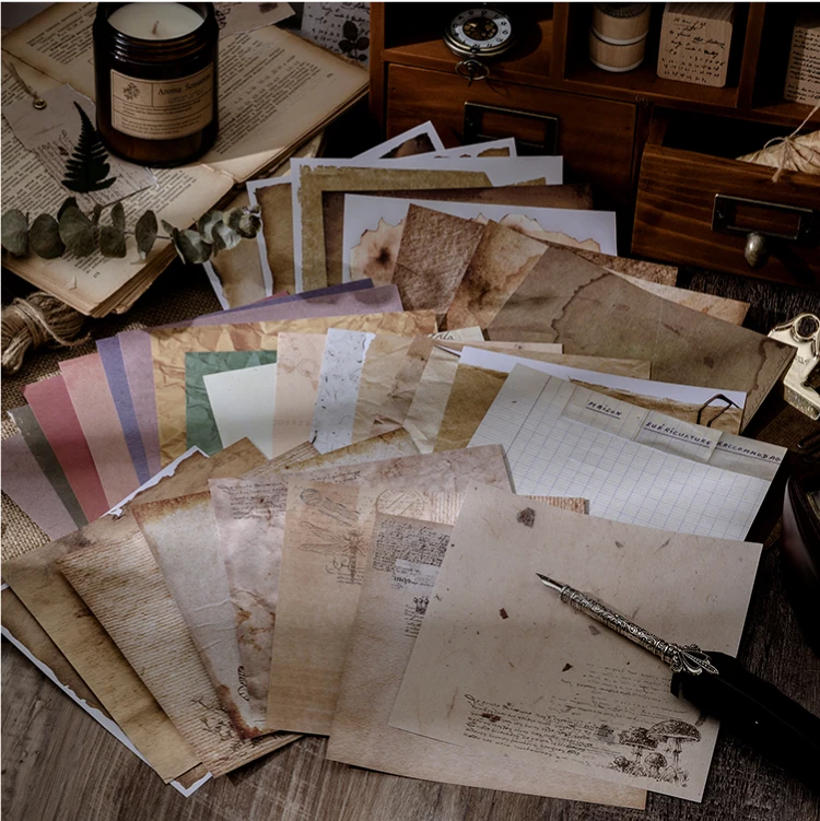 

8 sheets/pack of retro flower kraft paper self-adhesive paper background texture scrapbook DIY decorative stationery stickers